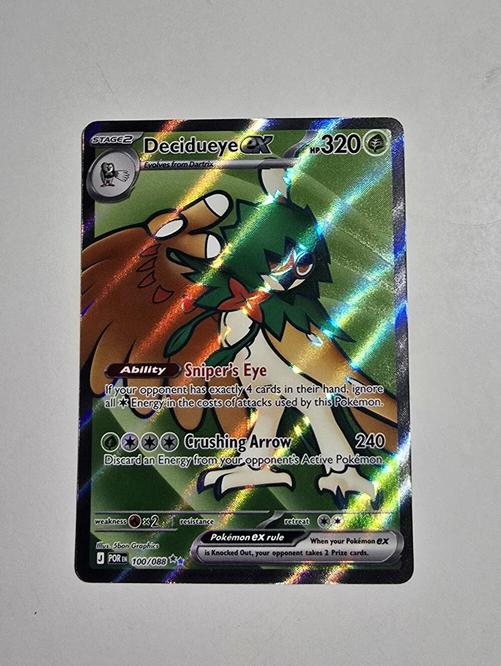 Pokemon Decidueye ex 100/088 Ultra Rare Full Art ME03 Perfect Order NM
